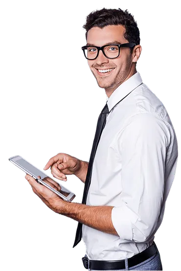 Business Mann mit Tablet